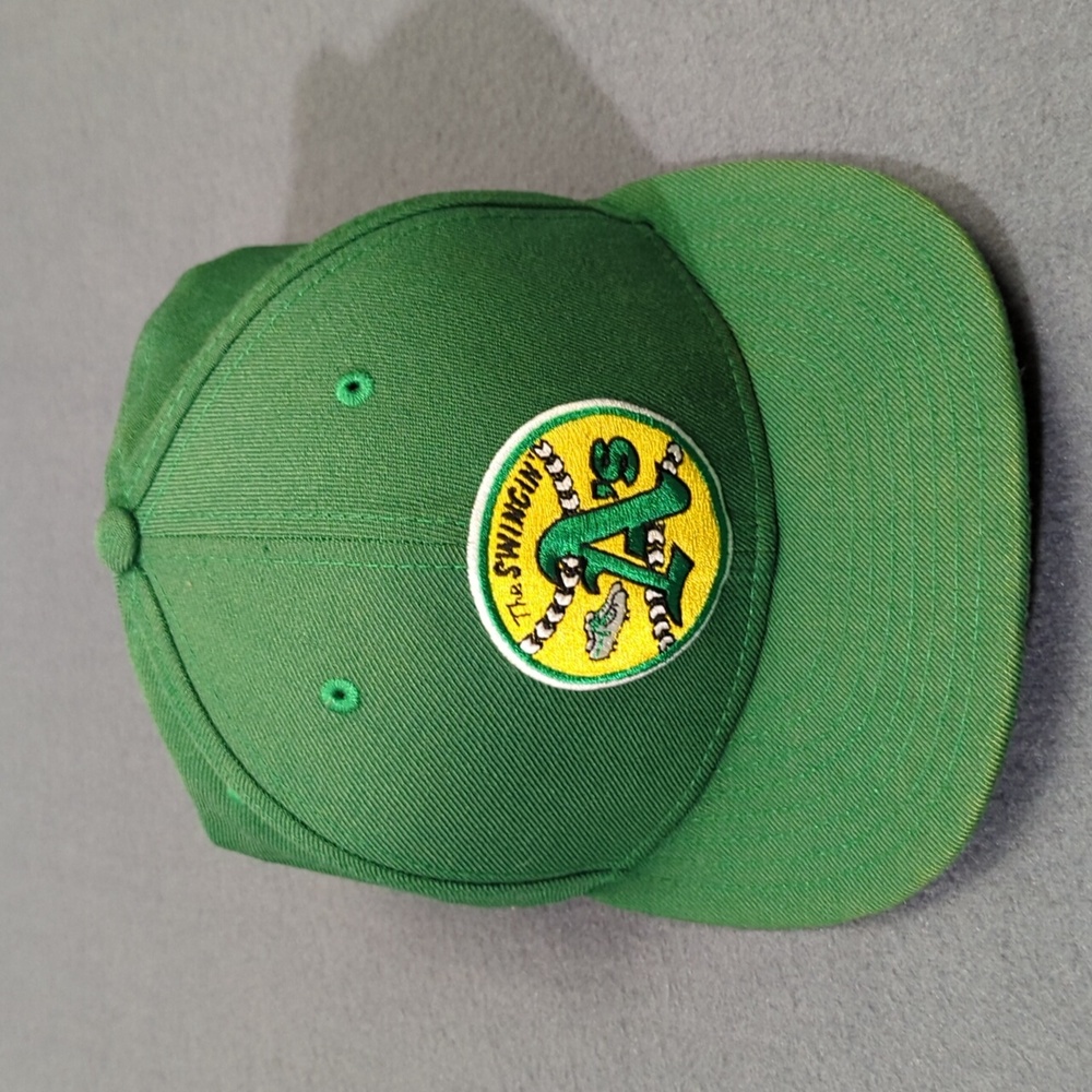 New Era Hat Men's 7 Green Swinging A's Wool MLB Fitted Baseball Cap